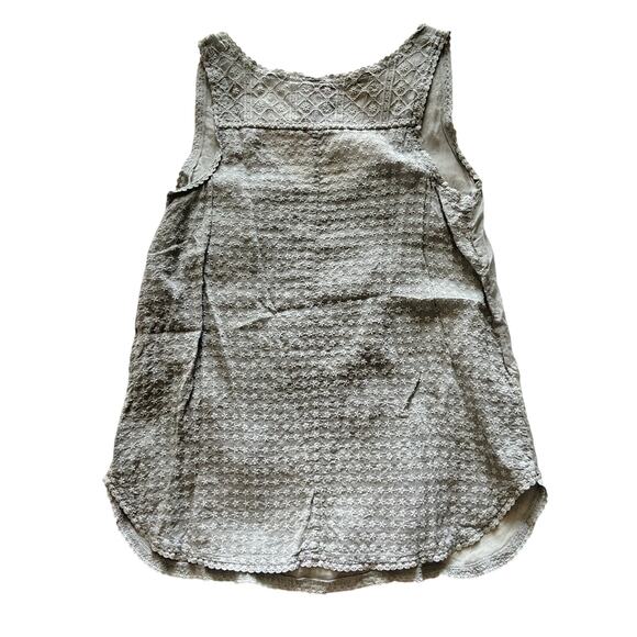 Johnny Was Embroidered Crochet Floral Lace Sheer Back Tank Top Gray Size Small - Picture 2 of 6